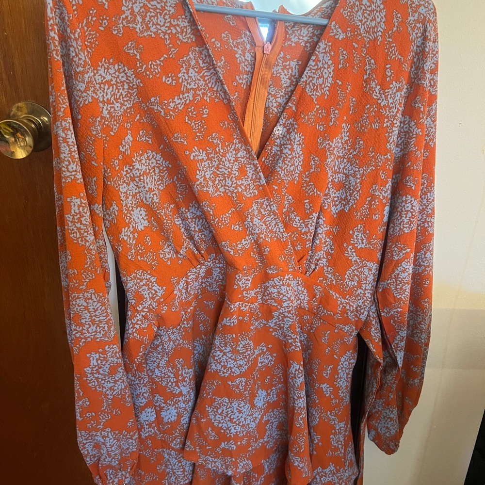 Orange and White Floral Dress